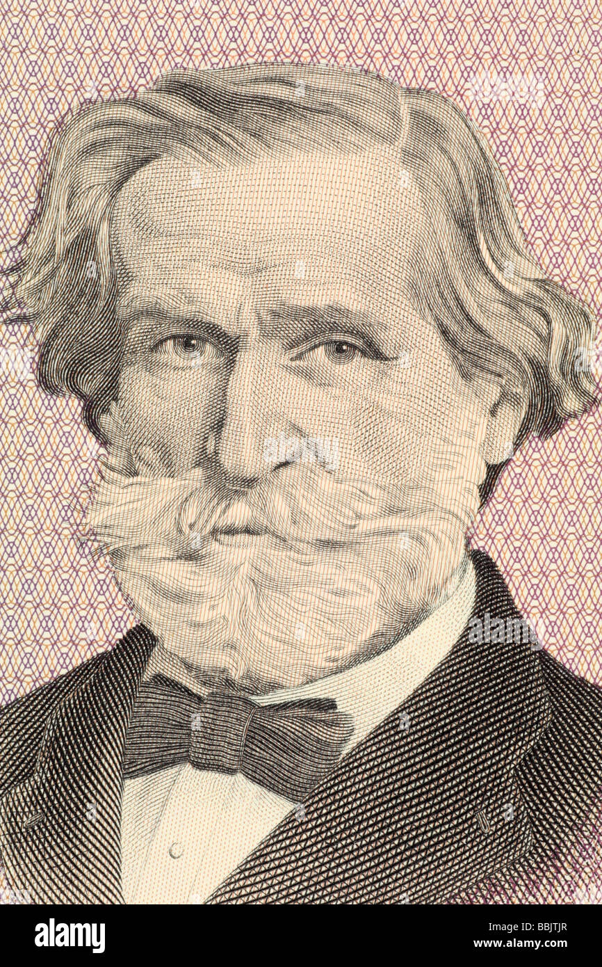 Verdi su 1000 LIRE 1977 banconota dall'Italia. Italiano compositore romantico principalmente di opera. Foto Stock