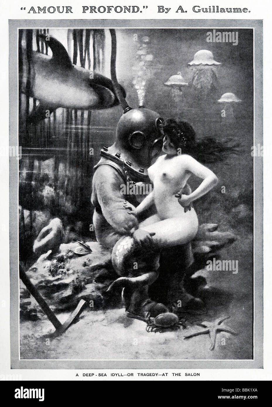 Amour Profond profondo amore infatti un mare profondo idillio tragedia o tra un subacqueo e una sirena da artista Guillaume Foto Stock