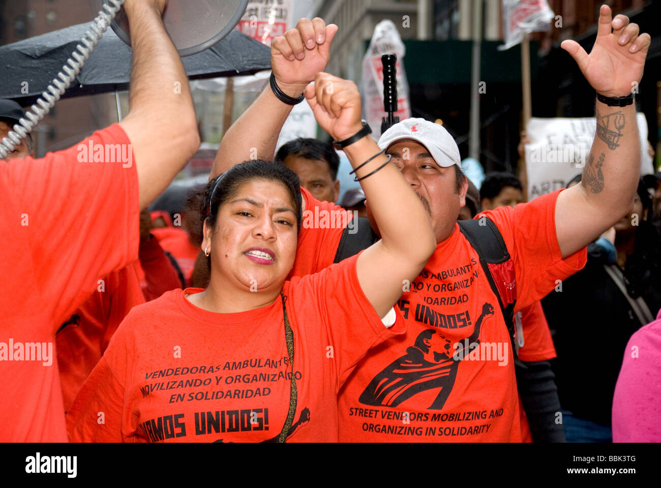 Gli immigrati marzo per Amnesty, pari diritti, legalizzazione, uguaglianza razziale, la libertà di parola, fair labor - New York City Foto Stock