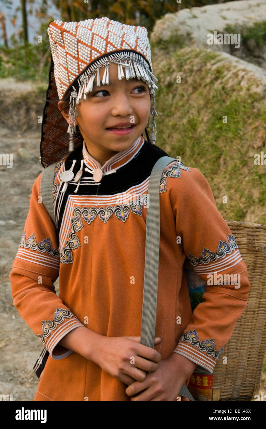 Hani ragazza di minoranza in Cina Yuanyang Foto Stock