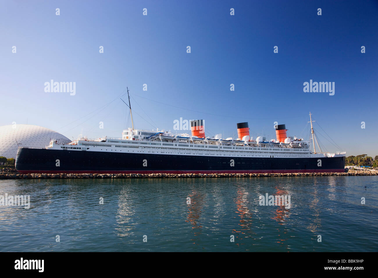 Storico Queen Mary a Long Beach in California Foto Stock