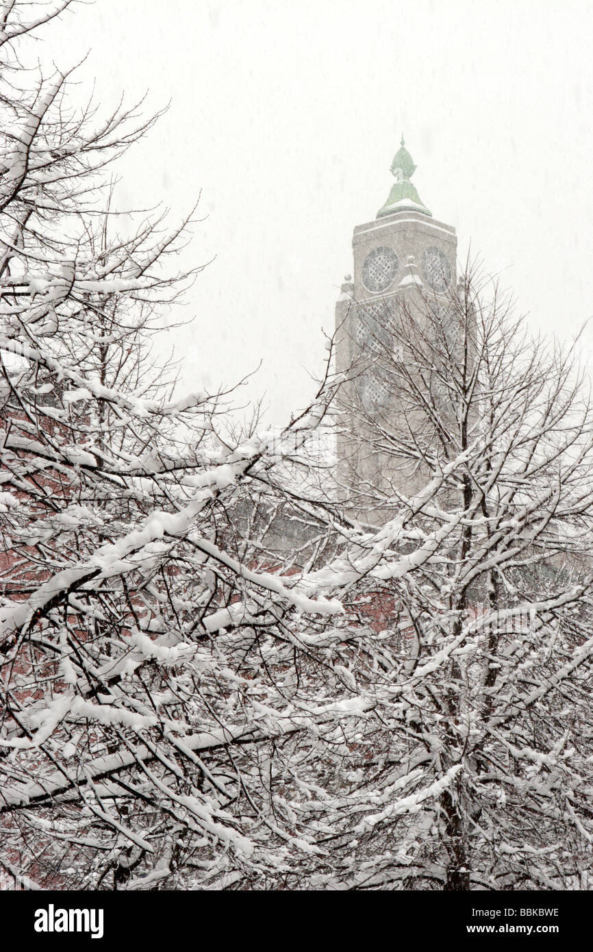 Londra Torre di osso nella neve Foto Stock