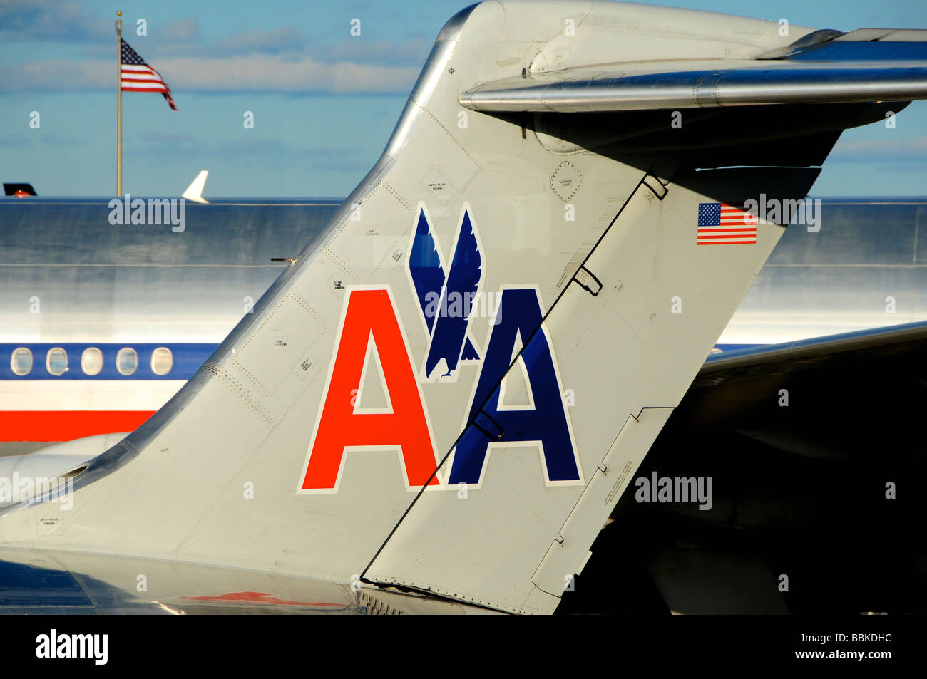 American Airlines piani, Aeroporto Logan di Boston, Stati Uniti d'America Foto Stock