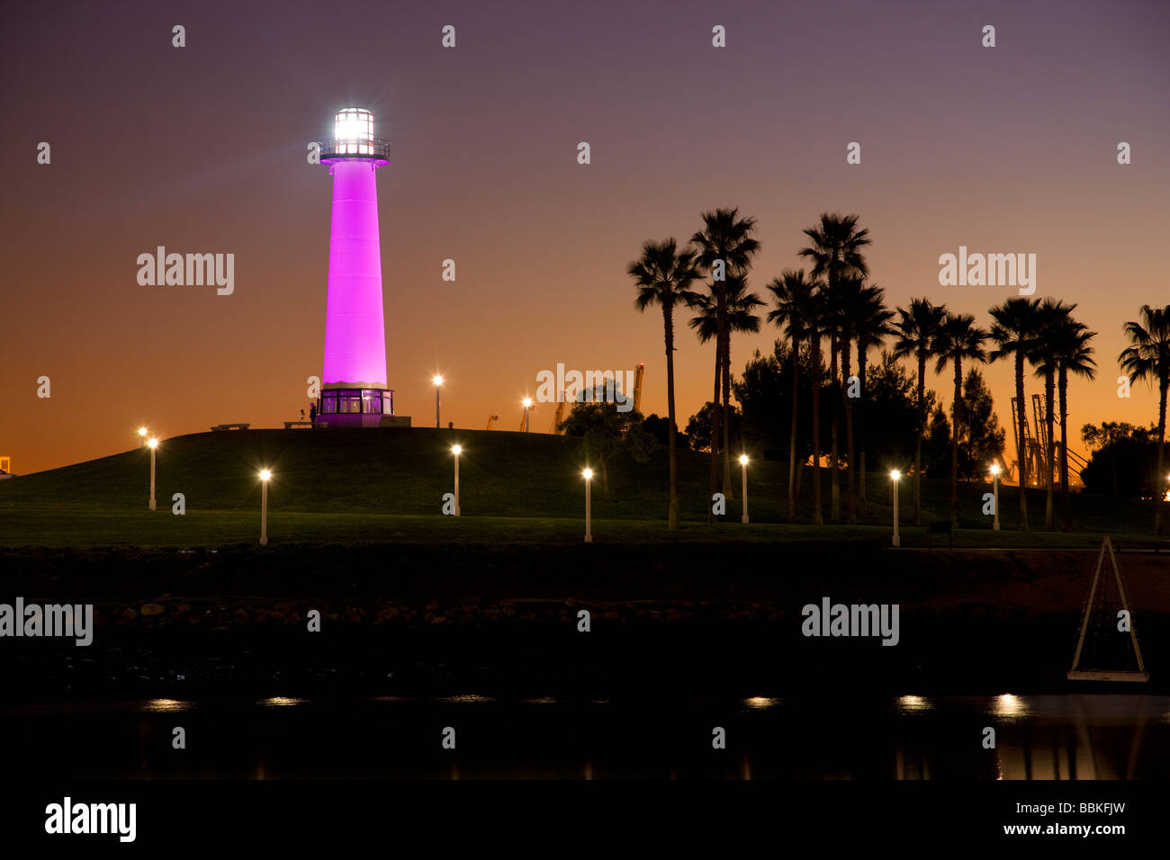Faro di Waterfront Center Long Beach California Foto Stock