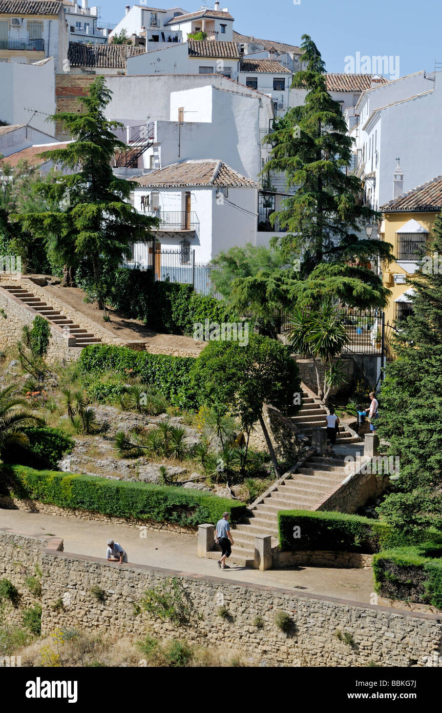 Gradini ripidi e percorso in Ronda Andalusia Spagna Foto Stock