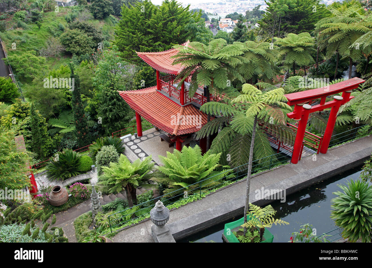 Giardini giapponesi Monte Palace Funchal Madeira Foto Stock