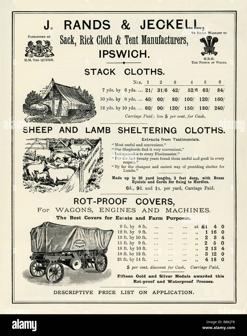Annuncio di Victorian mail-Ordinazione catalogo per tende e un panno protettivo prodotti, Rands & Jeckell, Ipswich, Suffolk Foto Stock