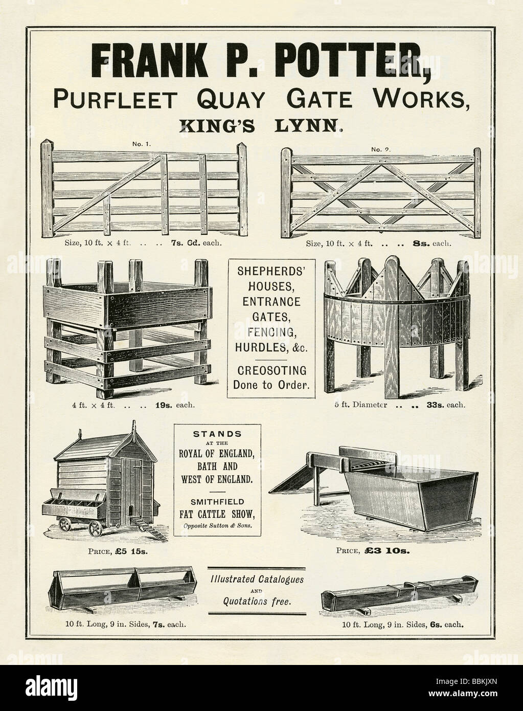 Annuncio di Victorian mail-Ordinazione catalogo per cancelli e recinzioni e di prodotti del legname per la fattoria, Frank Potter, King's Lynn Foto Stock