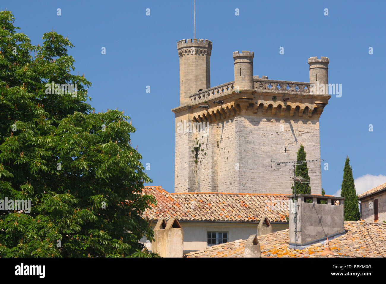 Torre del castello di Uzes Languedoc-Roussillon Francia Foto Stock