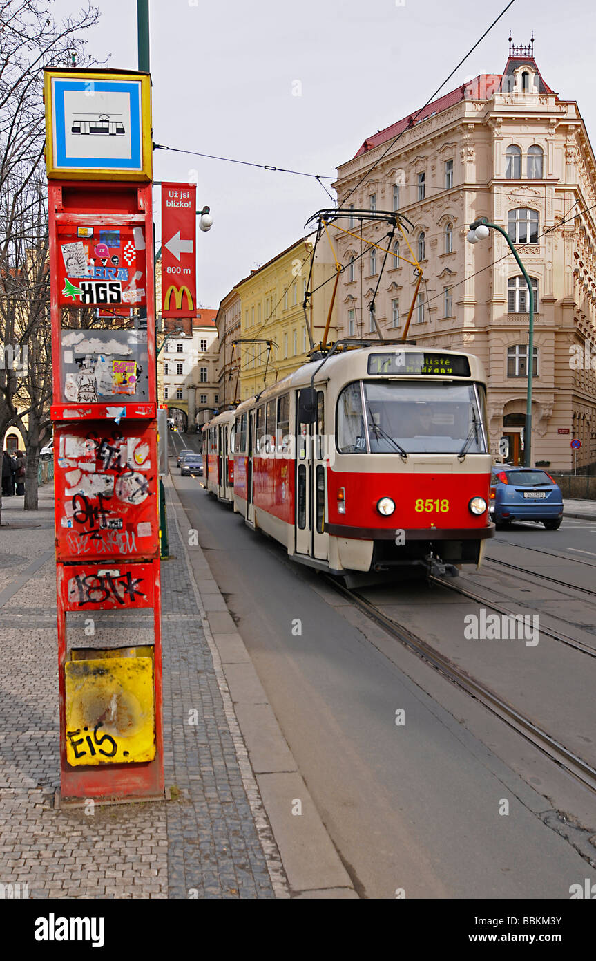 Il Tram, Praga, Repubblica Ceca, Europa Foto Stock