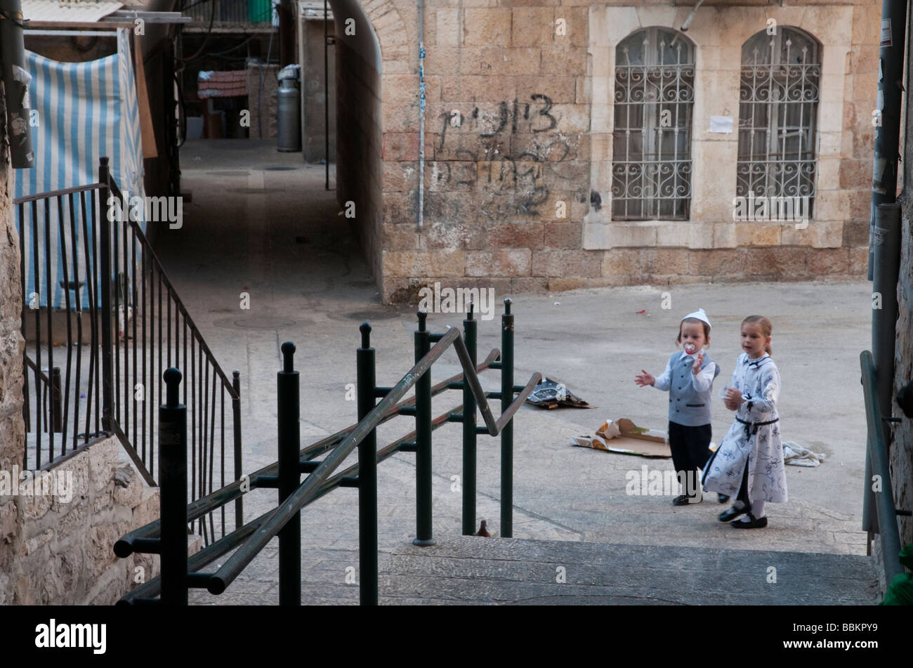 Israele Gerusalemme Mea Shearim quartiere ortodosso Foto Stock