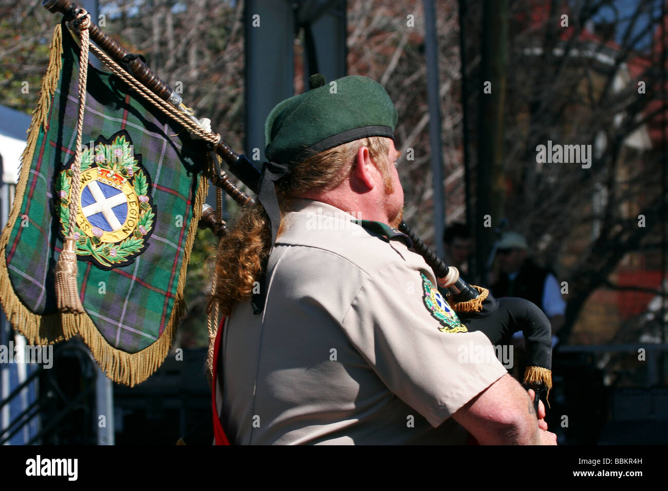 St Andrews Legion pifferi e tamburi fascia giocare a Irish Folk Festival in Richmond, Virginia Foto Stock