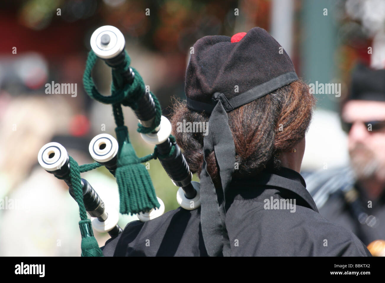 Donna che gioca a cornamusa irlandese Folk Festival in Richmond, Virginia Foto Stock