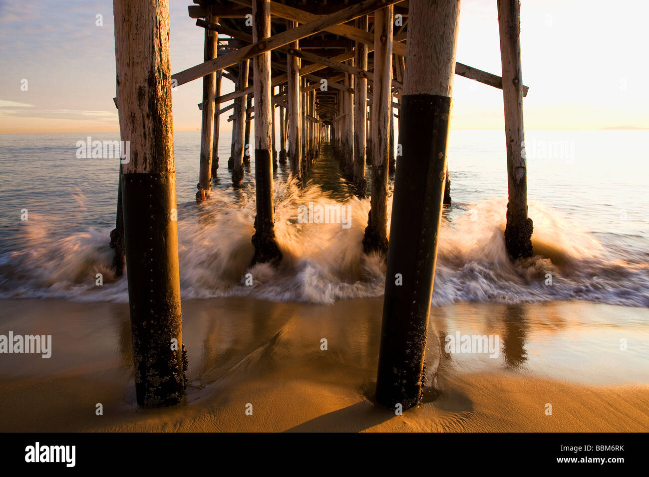 Tramonto al Balboa Pier Newport Beach Orange County in California Foto Stock