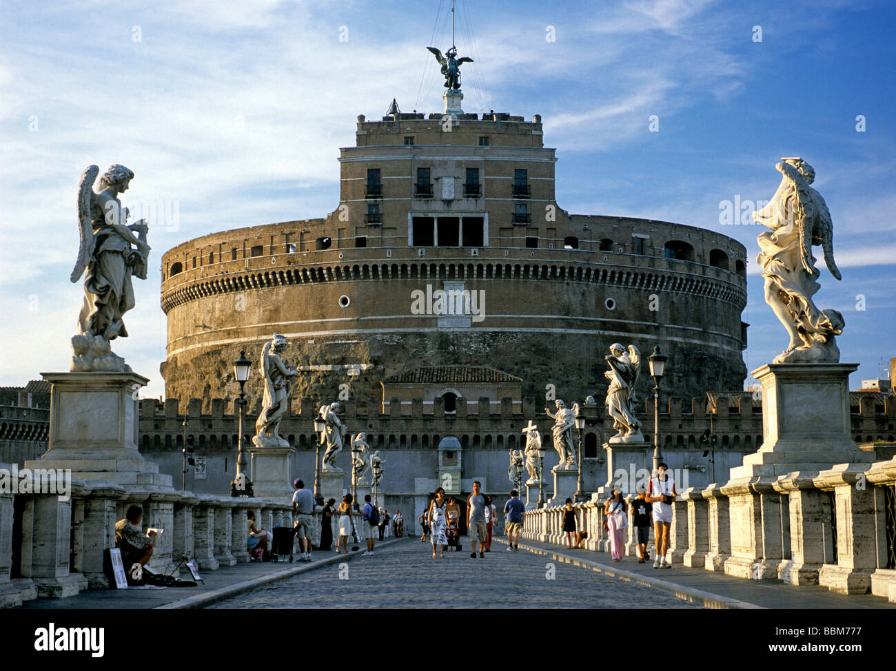 Castel Sant'Angelo, il Ponte degli angeli, Roma, Lazio, l'Italia, Europa Foto Stock