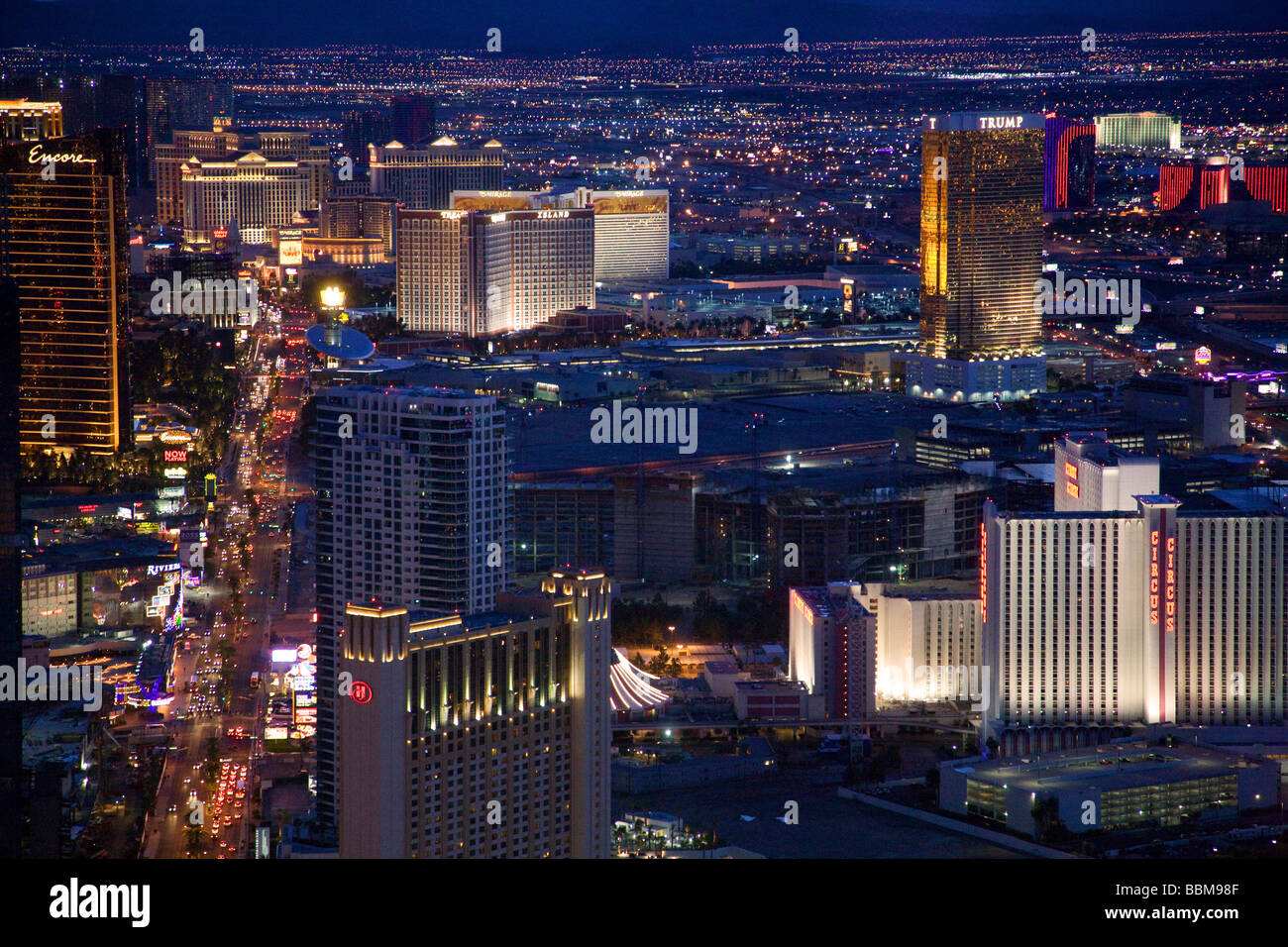 Vista di Las Vegas dal Stratosphere Las Vegas Nevada Foto Stock