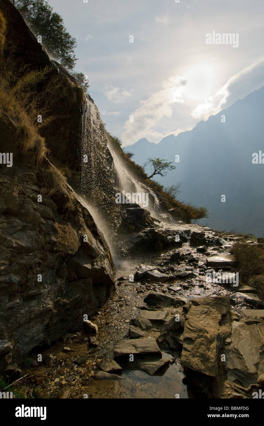 Tiger saltando gorge Yunnan in Cina Foto Stock