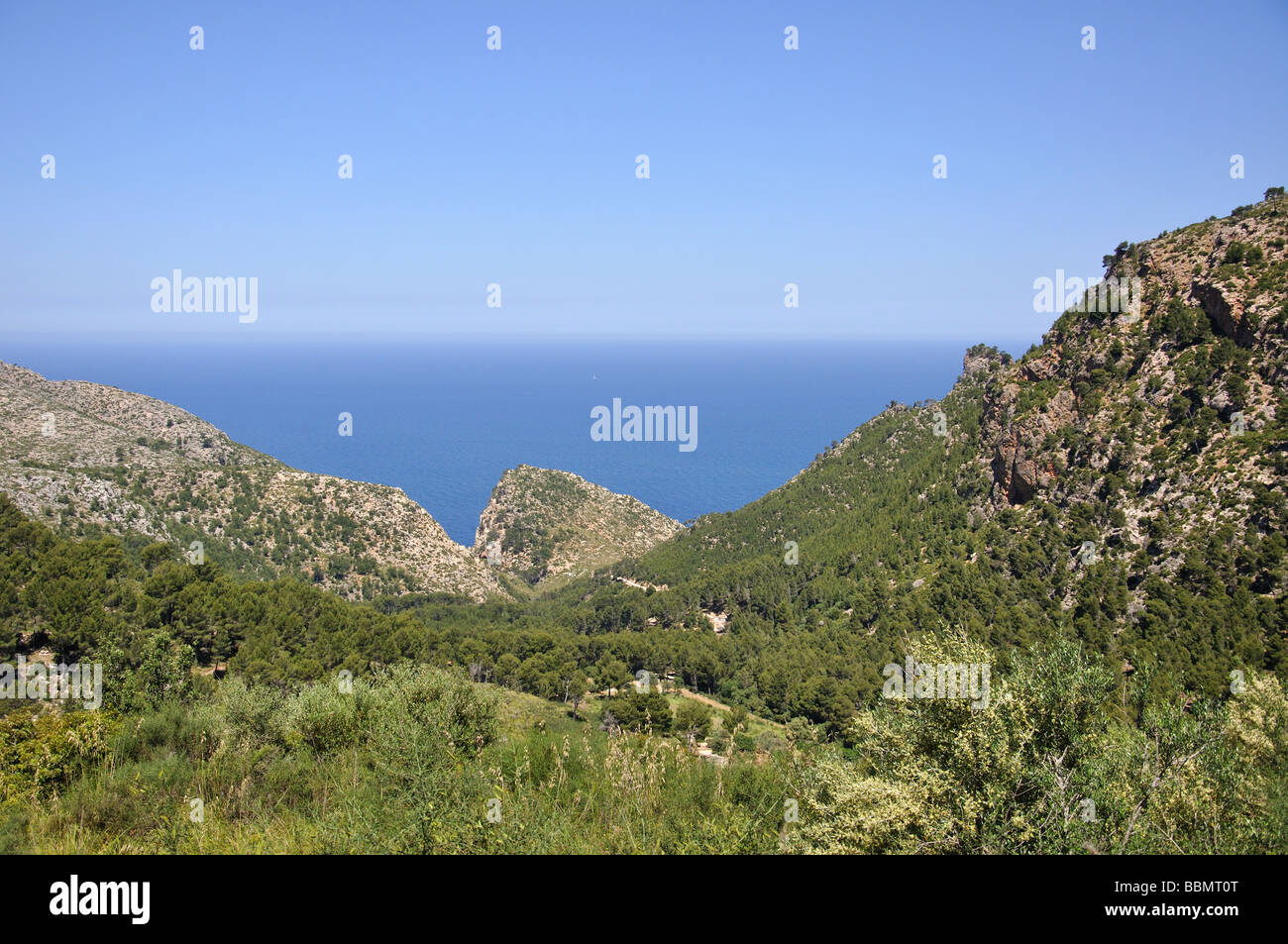 Lookout costiere, Es Grau, Maiorca, isole Baleari, Spagna Foto Stock