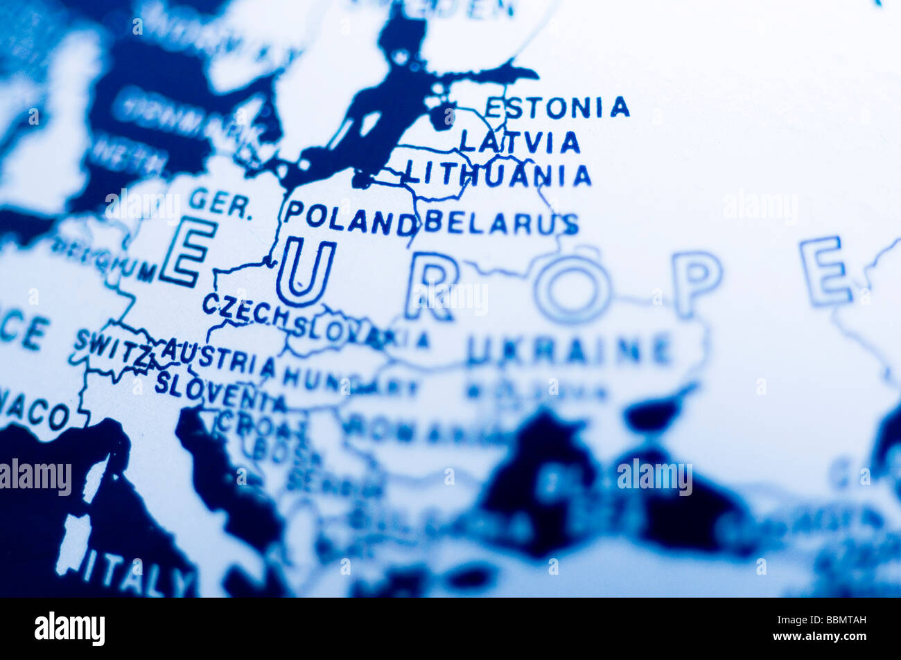 Europa centrale blue globe mondo pianeta terra mappa Foto Stock
