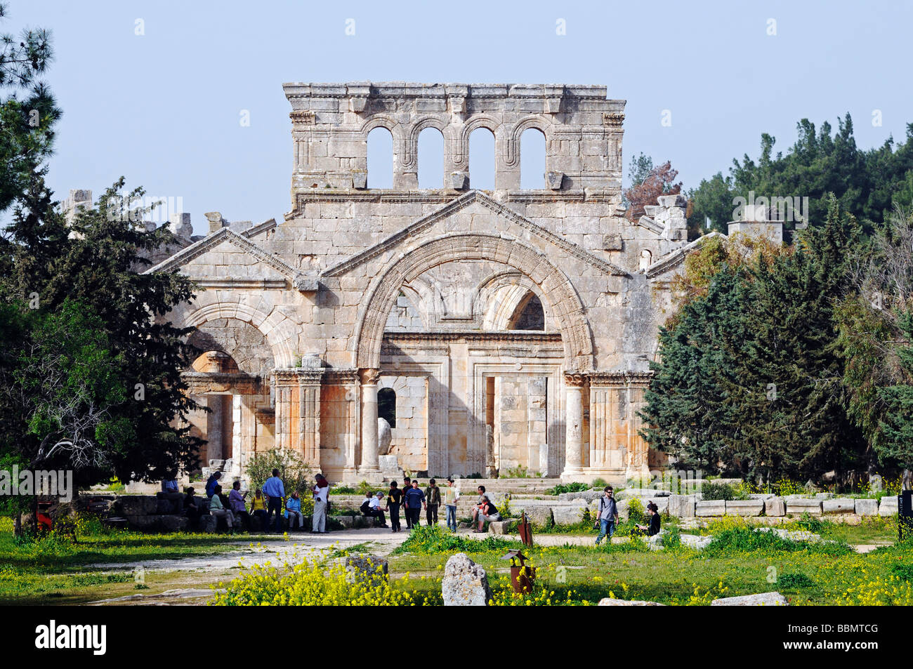 Simeone monastero Quala'at Samaan, città morta, Siria, Asia Foto Stock