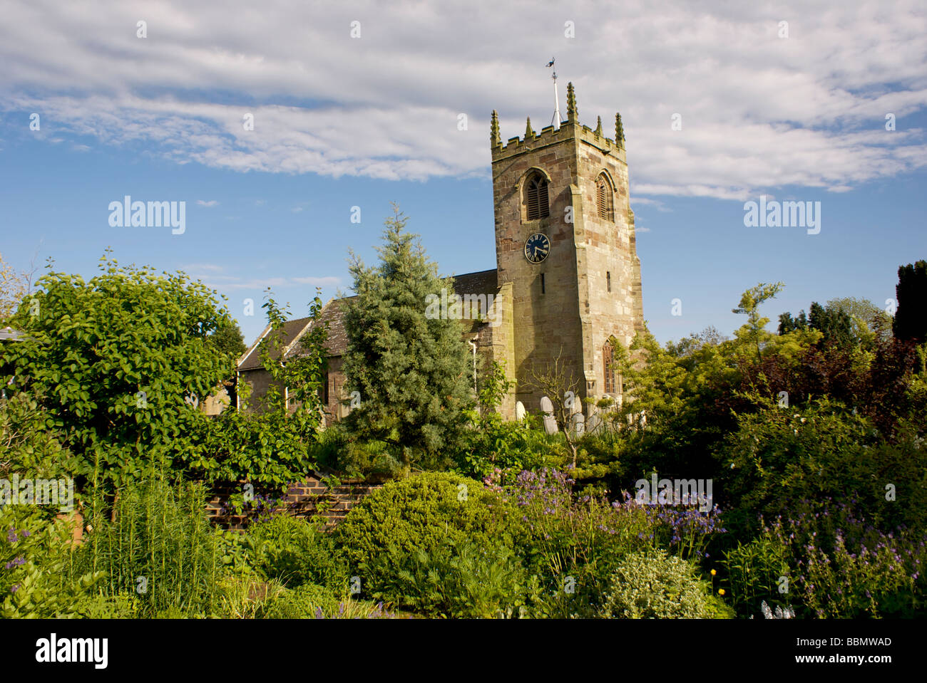 Chiesa di tutti i santi, Chebsey. Staffordshire villaggio chiesa, villaggio chiesa torre Foto Stock