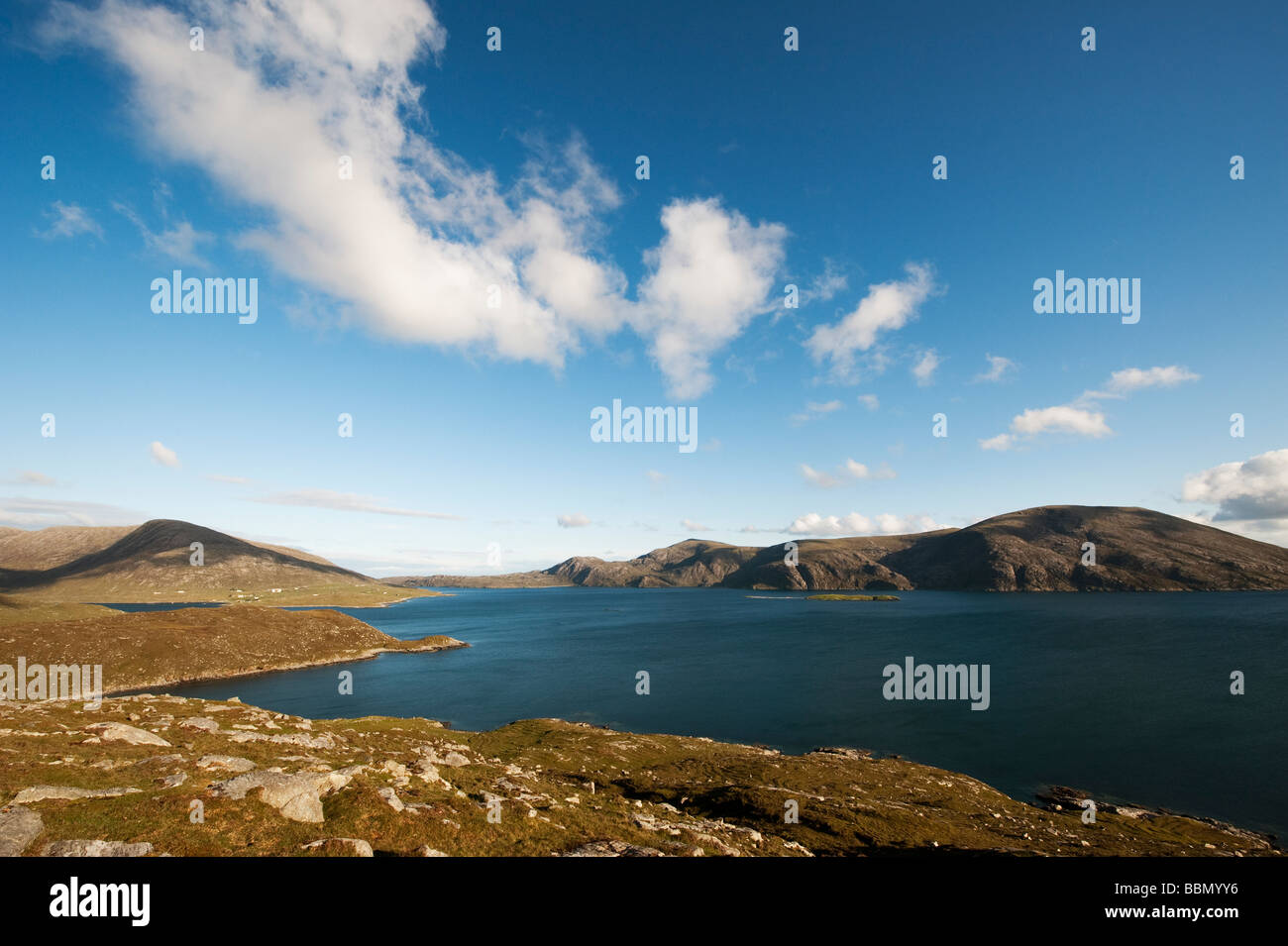 Loch un Siar, e Sud Harris mountain vista, Isle of Harris, Ebridi Esterne, Scozia Foto Stock