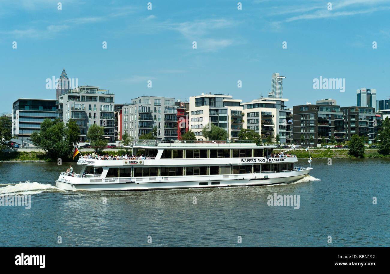 Barca per gite "Cresta di Francoforte", Westhafen, Francoforte Hesse, Germania, Europa Foto Stock