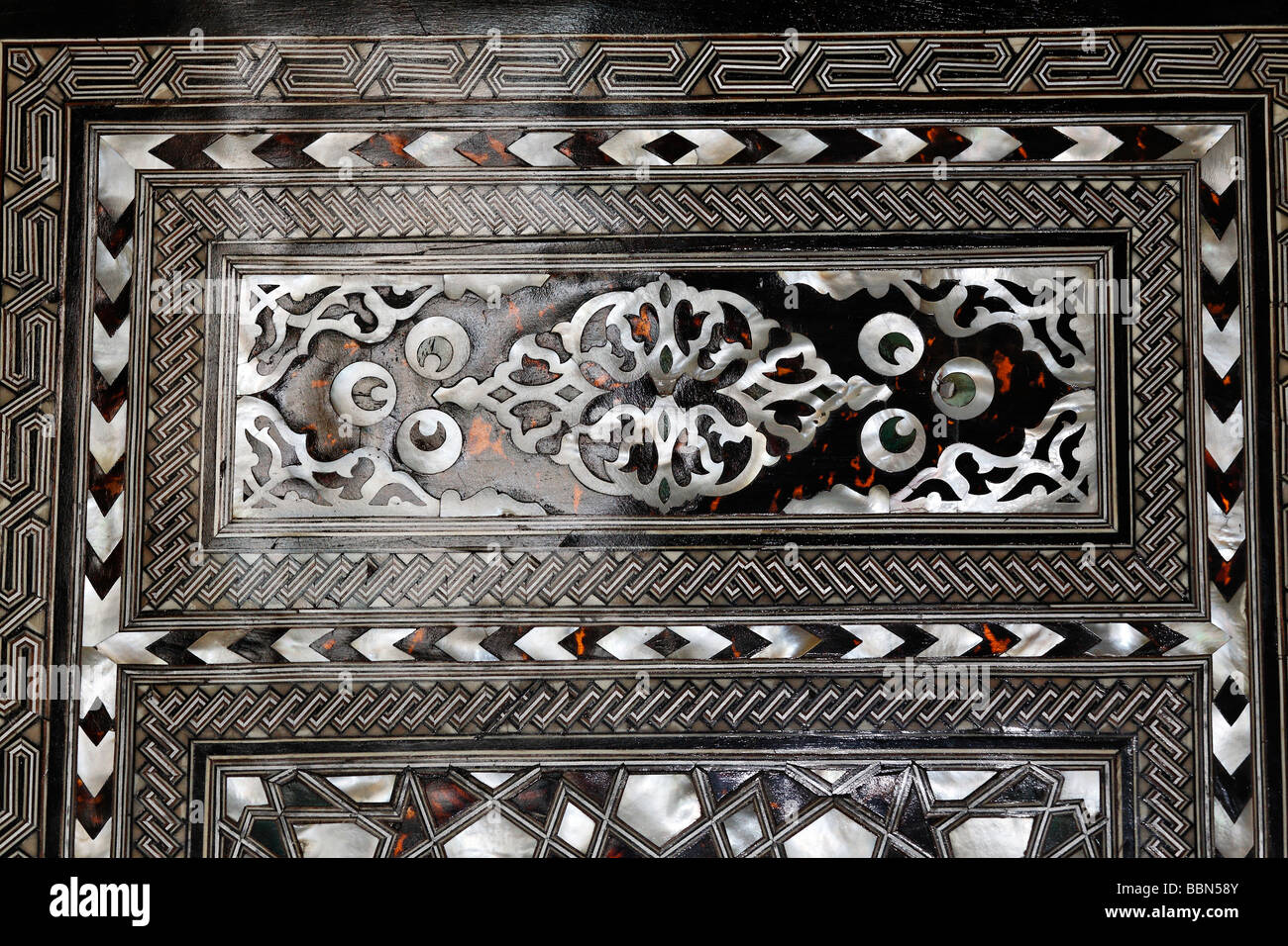 Ornati in madreperla intarsi, dettaglio, Baghdad Pavilion di Murad IV, il palazzo di Topkapi, Sarayburnu, Istanbul, Turchia Foto Stock