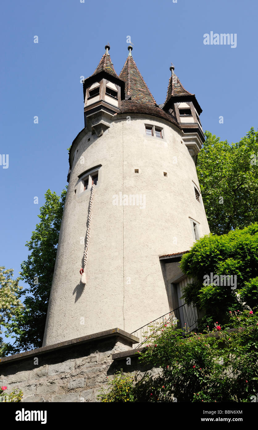 Diebsturm o torre Melefizturm, Lindau am Lago di Costanza, Baviera, Germania, Europa Foto Stock