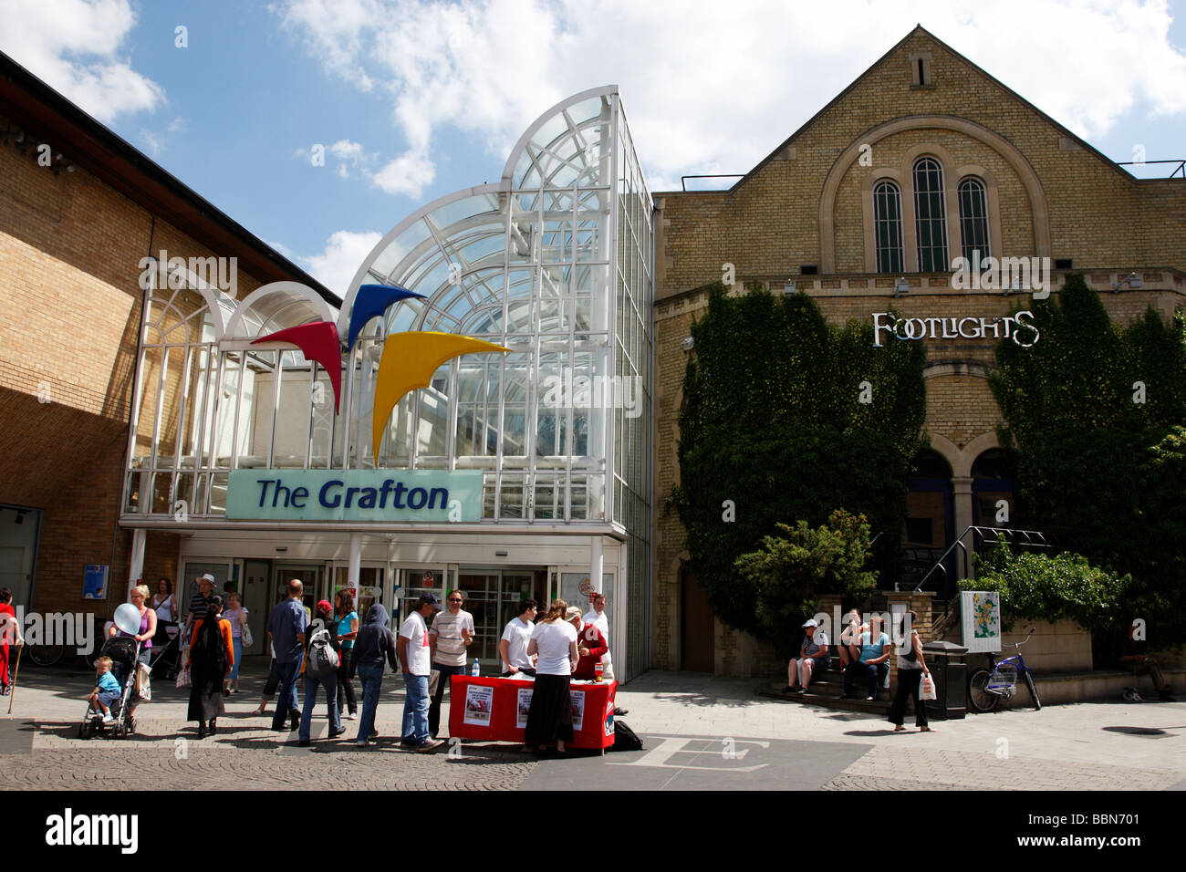 Il Grafton center entrata su fitzroy street costruito nel1980's Cambridge Regno Unito Foto Stock