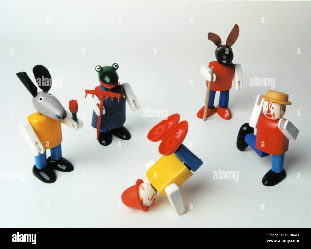 Giocattoli, figure in miniatura, diverse figure di pile Kellner, realizzati da VEB Plastspielwaren Tabarz, GDR, 1970s, Foto Stock