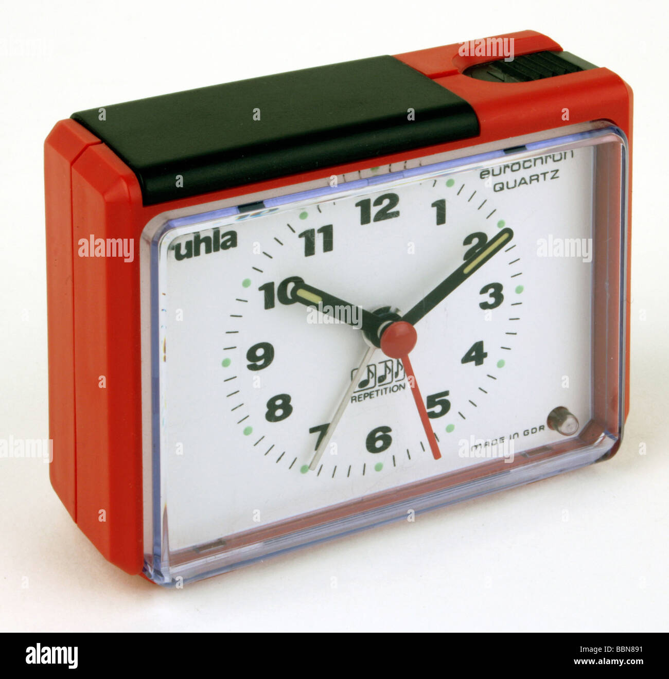Orologi, sveglia Ruhla-Eurochron quarzo, calibro 62-22, realizzato da VEB Uhrenwerke Ruhla, GDR, 1980s, Foto Stock