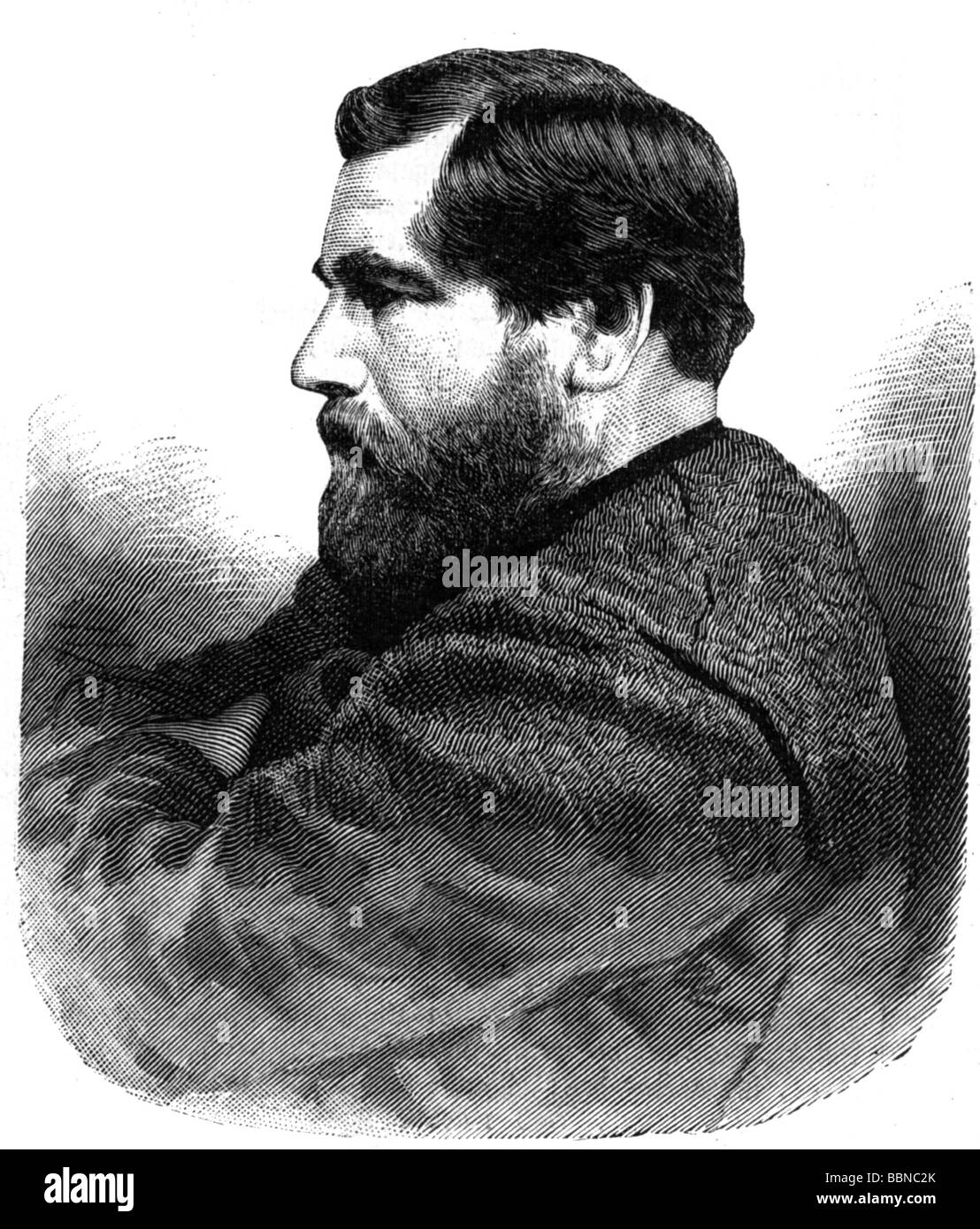 Leibl, Wilhelm, 23.10.1844 - 4.12.1900, artista tedesco (pittore), incisione del legno 19th secolo, Foto Stock
