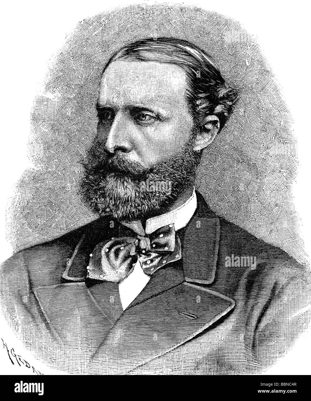 Lehndorff, Georg Graf, 4.12.1833 - 30.4.1914, regale prussiano testa equerry e direttore della fattoria di prigionieri prussiani amministrazione 1887 - 1912, ritratto, incisione del legno, circa 1880, Foto Stock