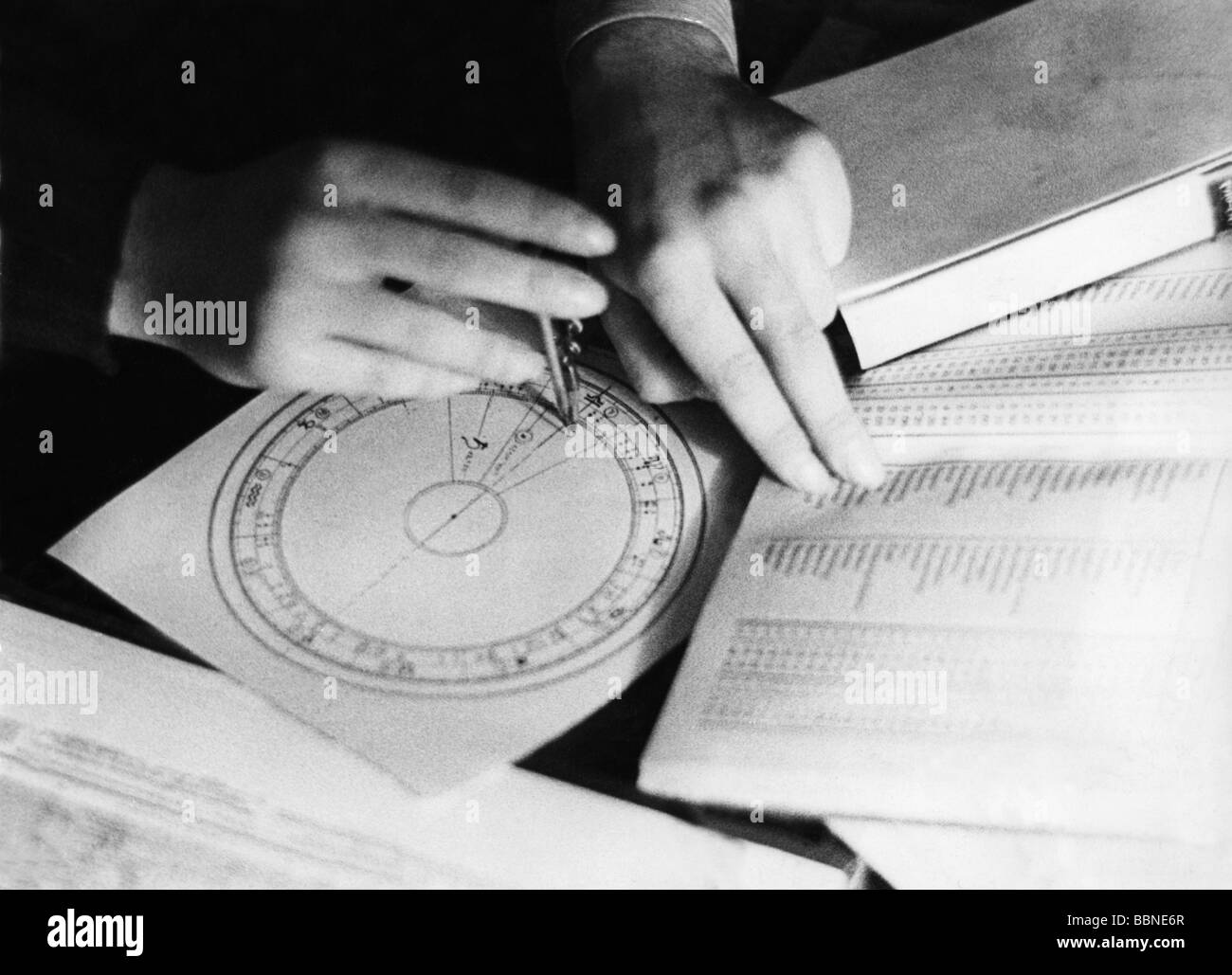 astrologia, oroscopo, fusione di un oroscopo, 1950s, , Foto Stock