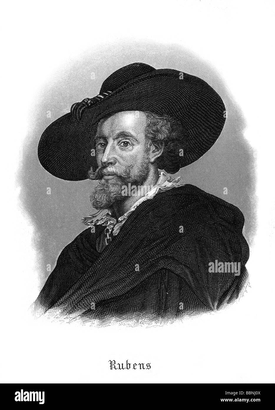 Rubens, Pietro Paolo, 28.6.1577 - 30.5.1640, pittore olandese, ritratto con cappello, acciaio, incisione del XIX secolo, l'artista del diritto d'autore non deve essere cancellata Foto Stock