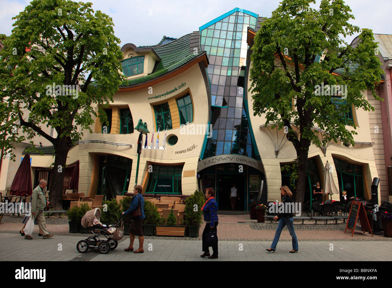 La Polonia Pomerania Sopot Monte Cassino Street Crooked House Foto Stock