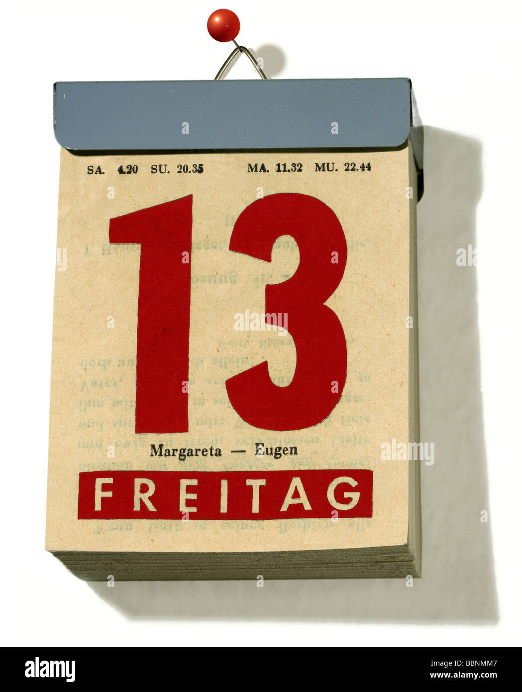 Superstition, Venerdì 13th, calendario post, Foto Stock