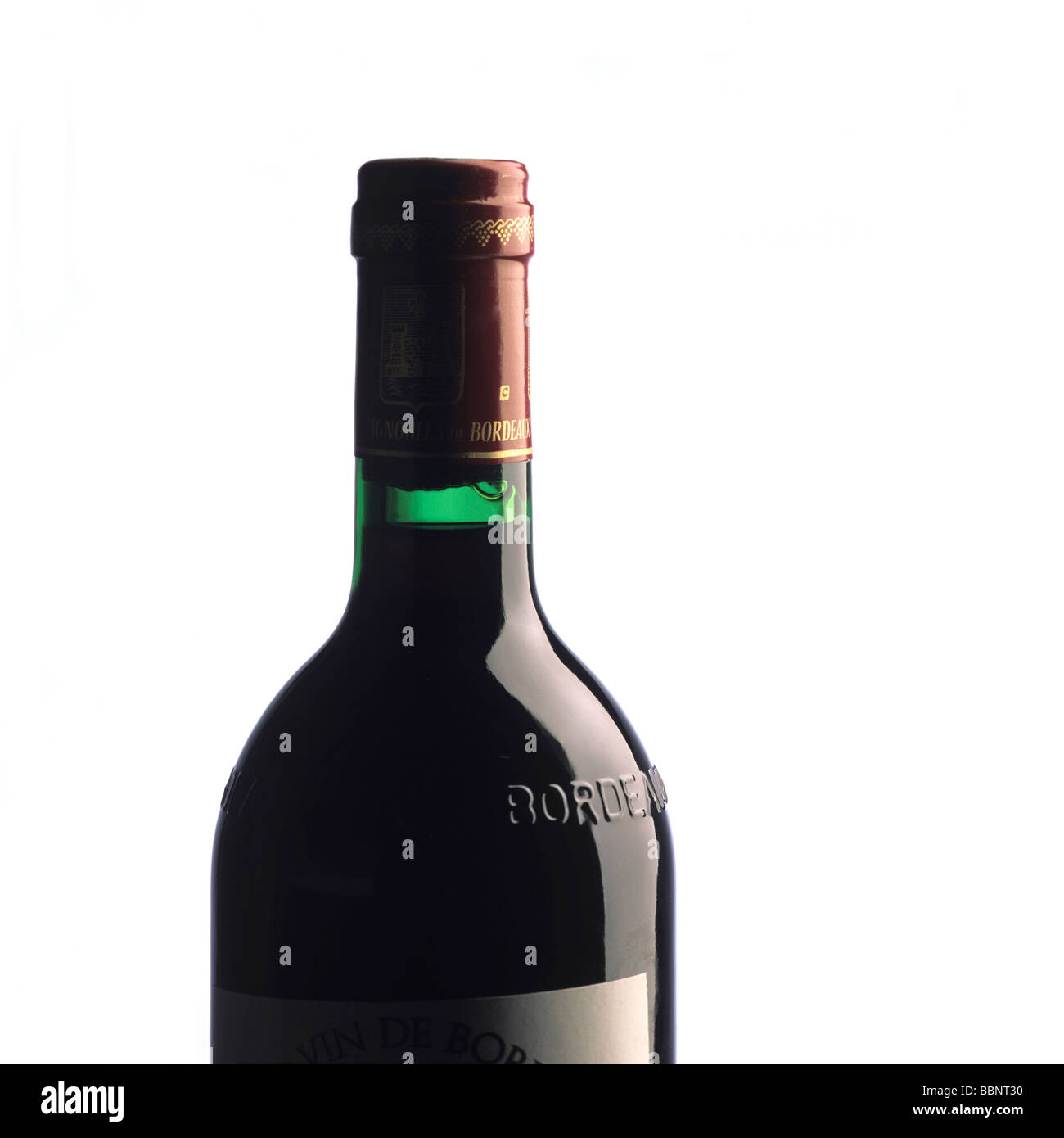 Bottiglia di Bordeaux il vino rosso. Foto Stock