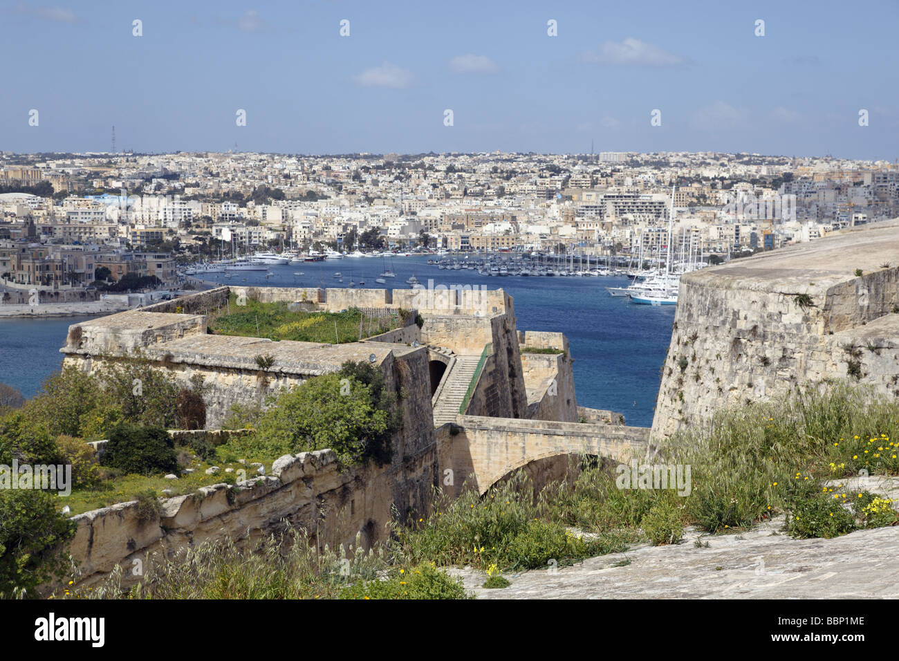 Malta, La Valletta, fortificazioni Foto Stock