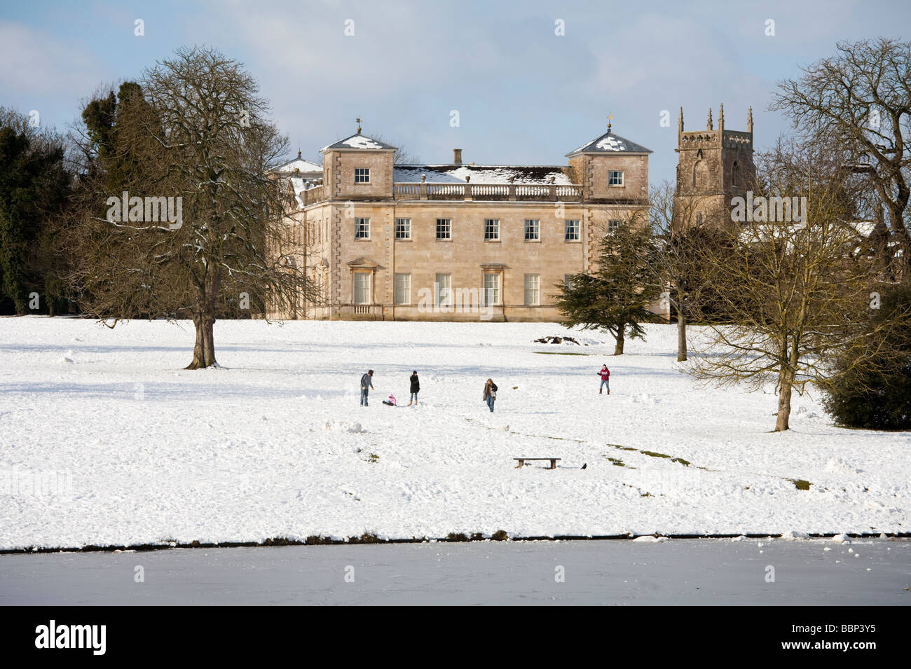 Lydiard House Swindon Wiltshire in inverno Foto Stock