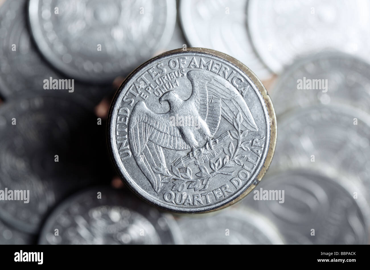 Foto macro degli USA quarter dollar coin Foto Stock