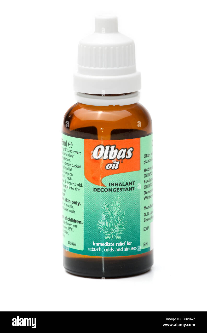 "Olbas Oil' inalante decongestionante in un contenitore Foto Stock