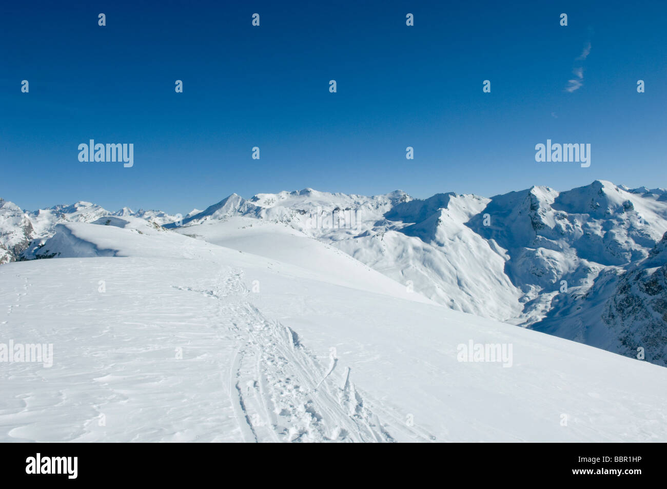 Le Alpi Francesi in Inverno Ski Resort Foto Stock