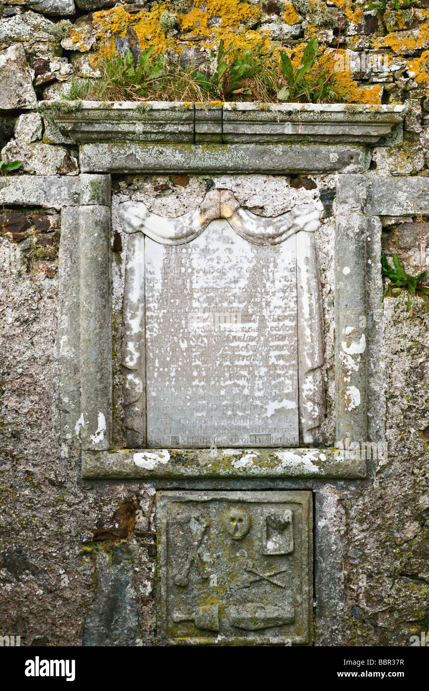 Pietra tombale, San Clements Chiesa, Rodel, Isle of Harris, Scozia Foto Stock