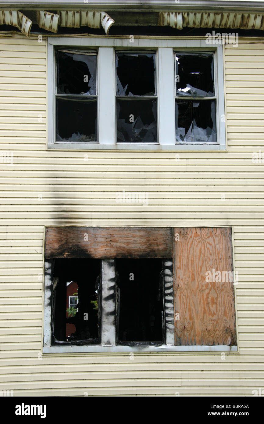 Fire casa danneggiata in Detroit Michigan STATI UNITI Foto Stock