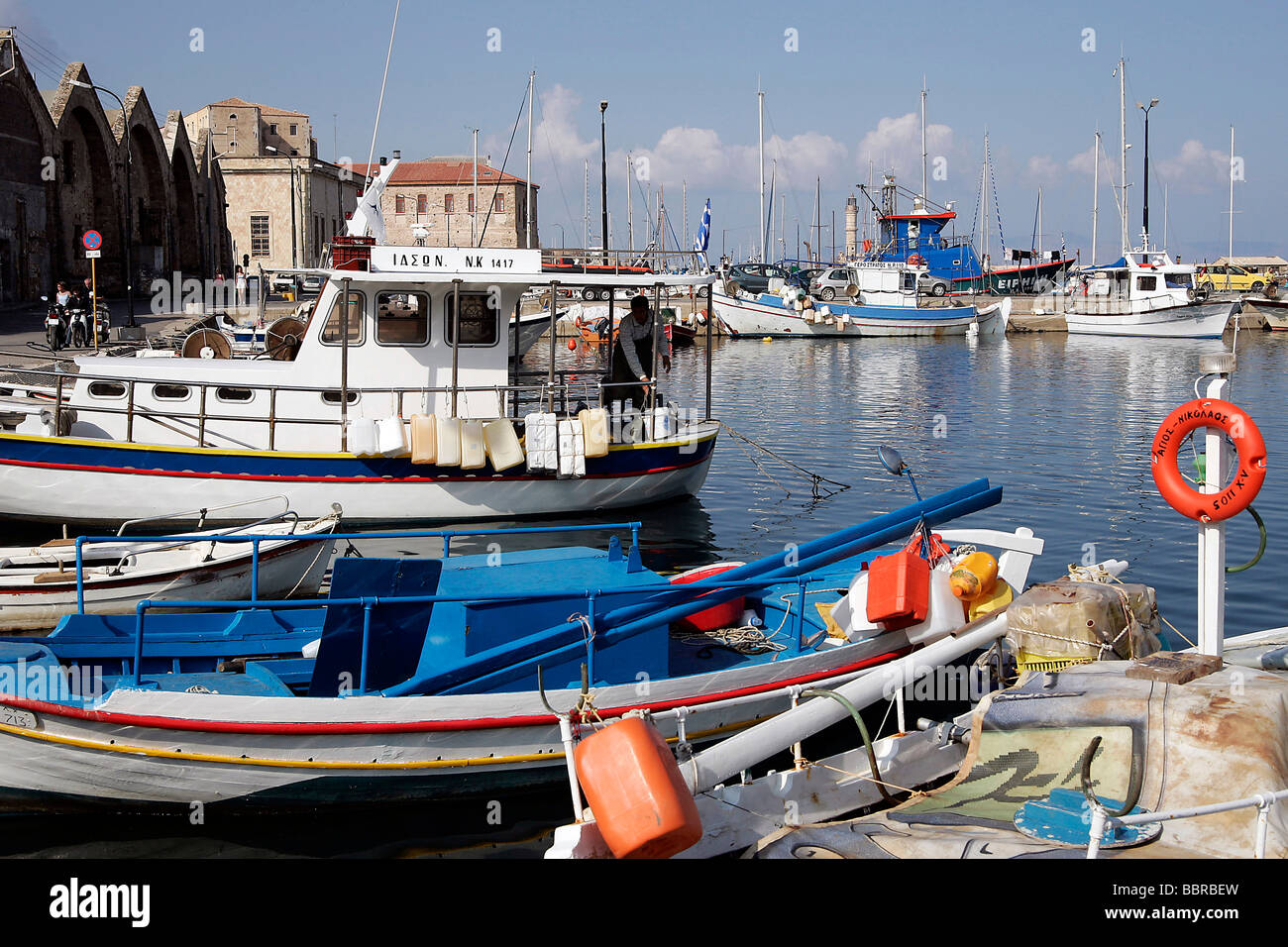 Porto di Chania, Creta, Grecia Foto Stock
