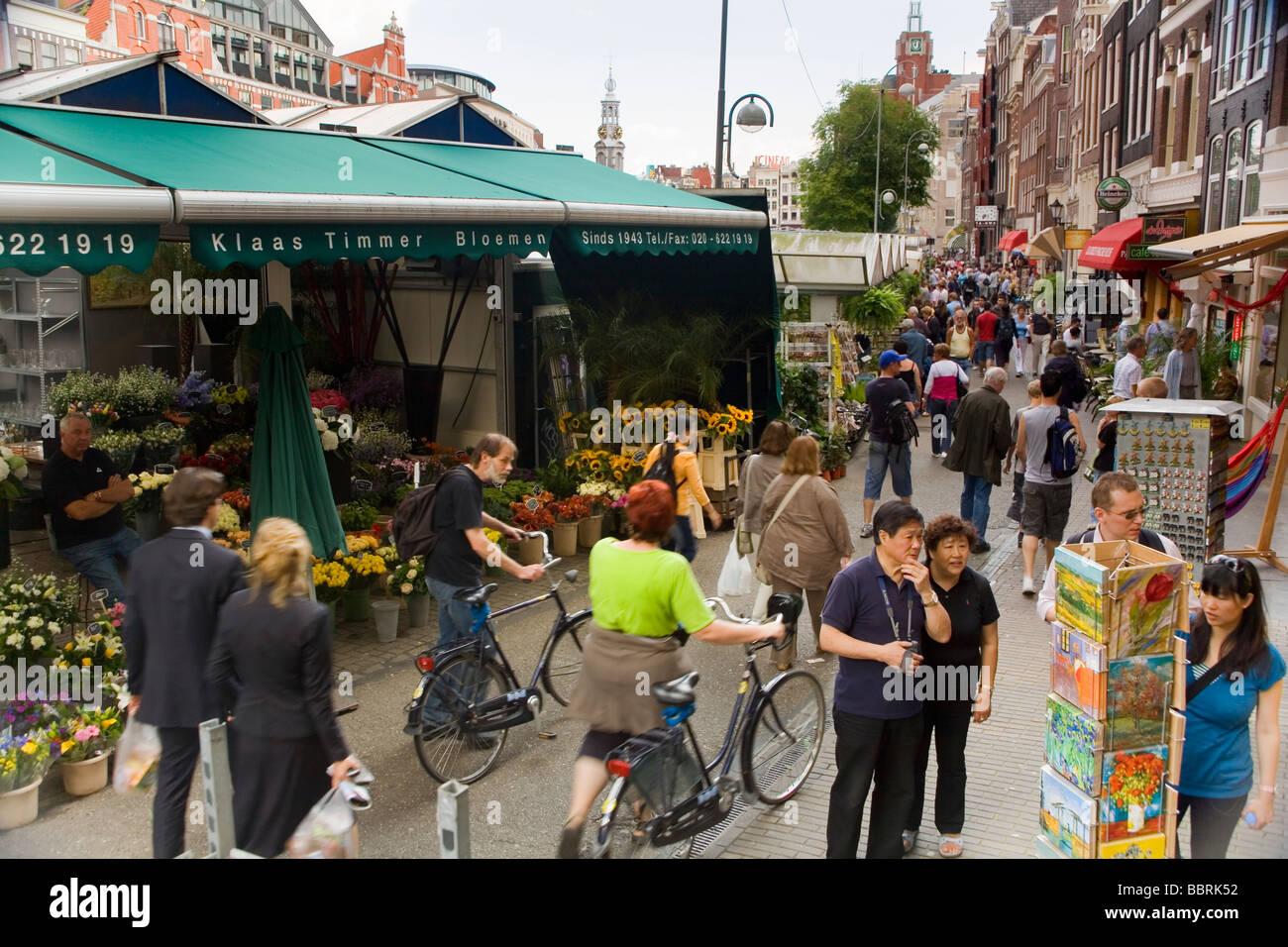 Il Bloemenmarkt, un mercato dei fiori di Amsterdam, Paesi Bassi Foto Stock
