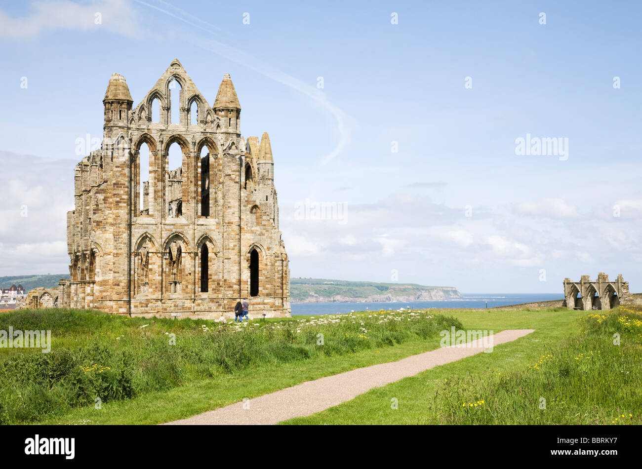 Whitby Abbey, North Yorkshire, Inghilterra, Regno Unito. Foto Stock