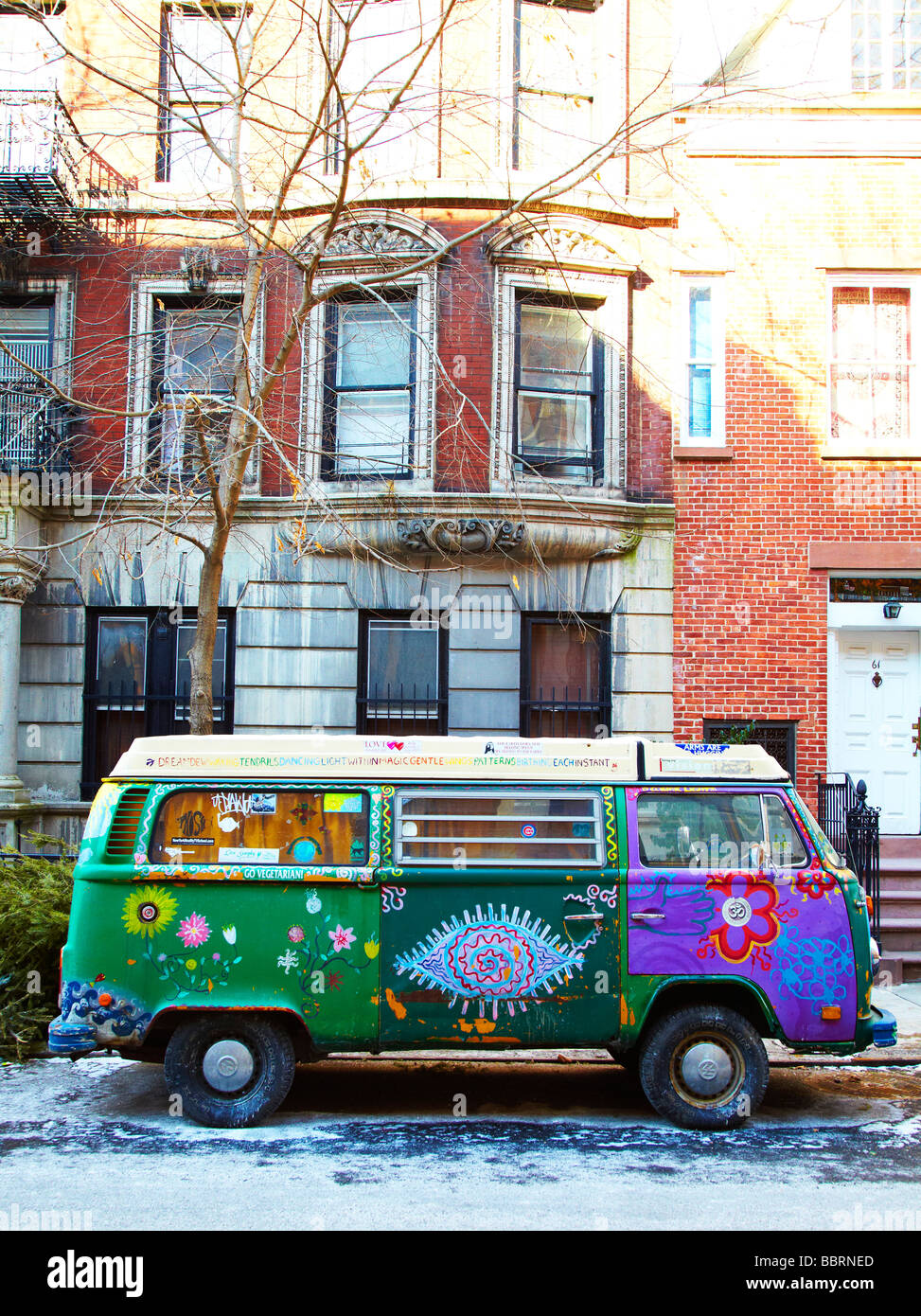 Dipinto di VW camper, New York Foto Stock